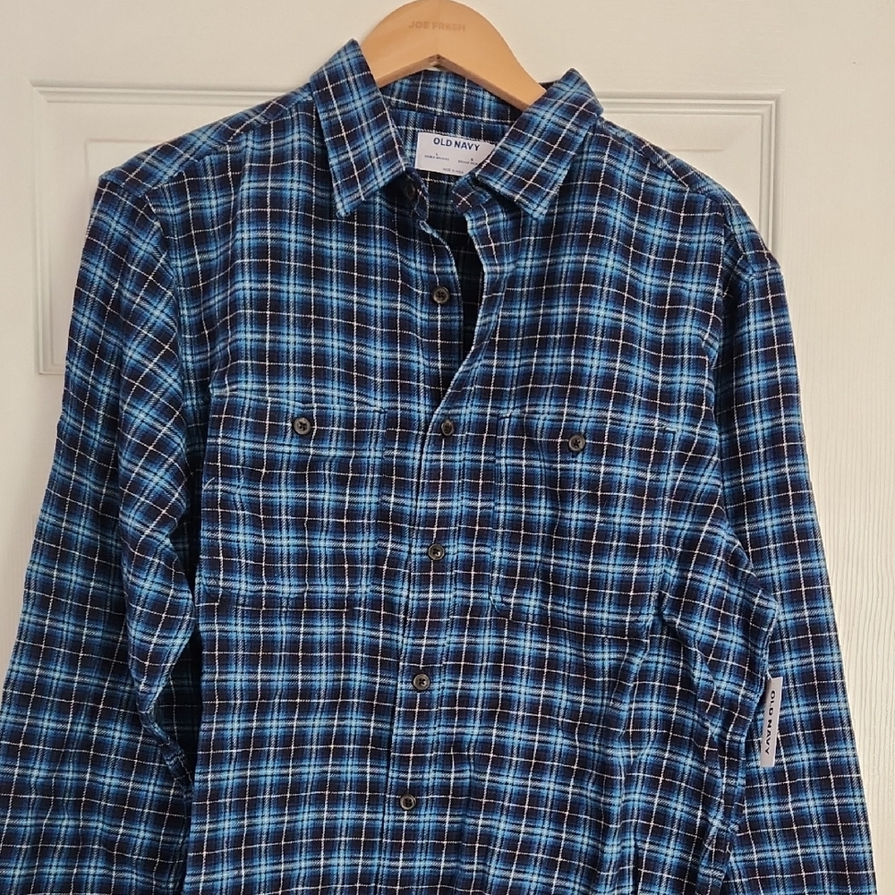 Old Navy Men's Casual Blue Checkered Shirt